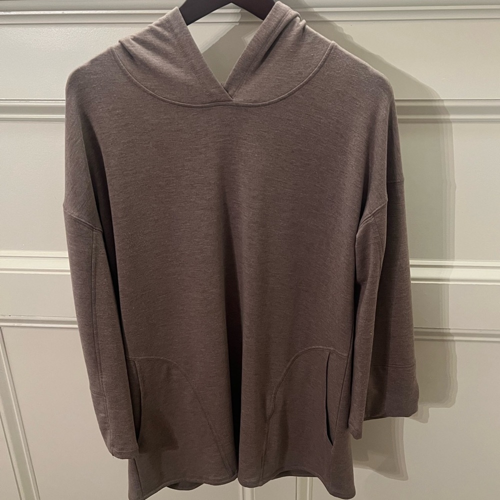 Women's Soft Surroundings Brown Gray Super Soft Hoodie Tunic Size Medium